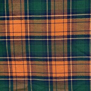 Plaid Fabric Orange Green Metallic 1 2/3 Yds 41 in Wide Lightweight Homespun